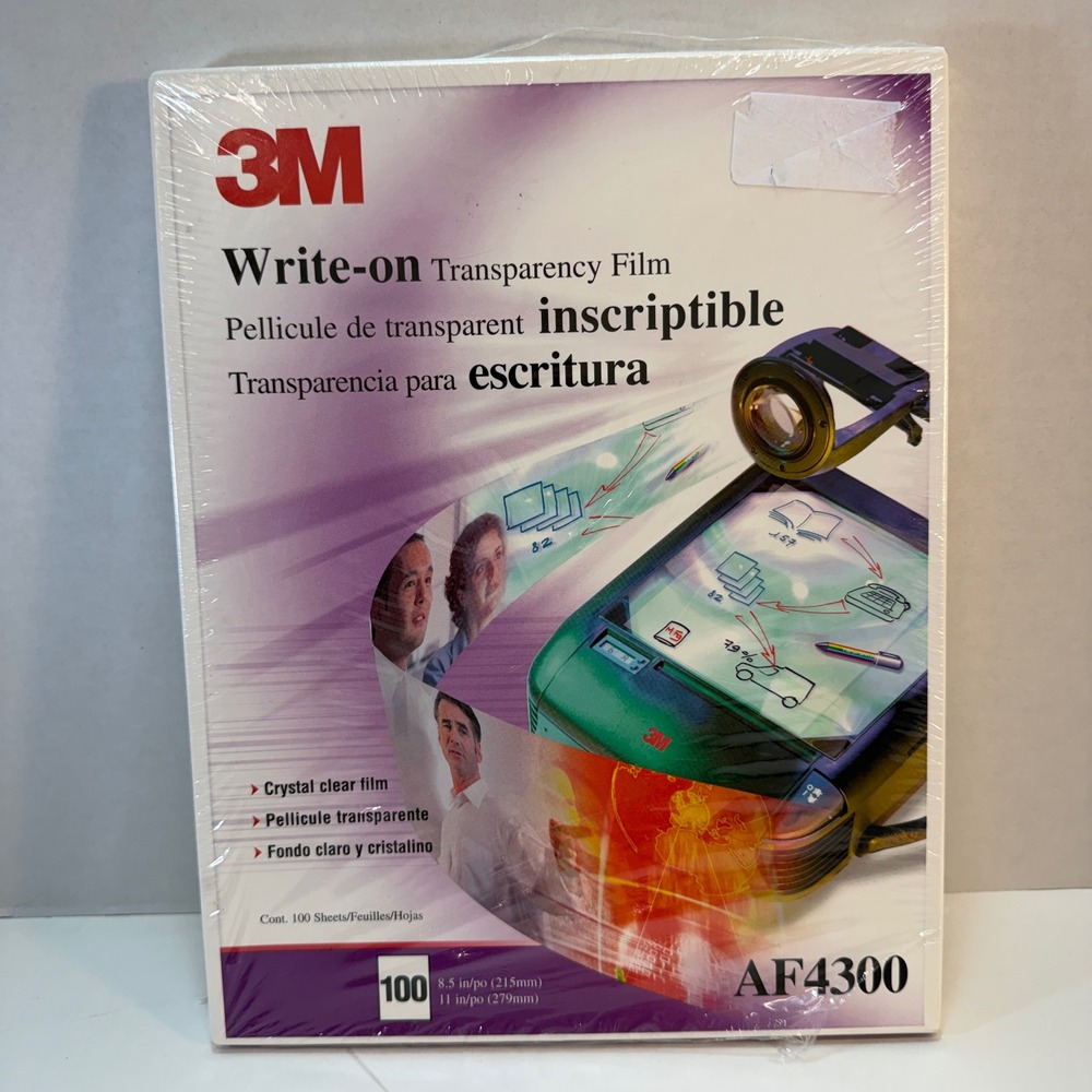 3M Write-on Transparency Film AF4300 100 Sheets 8.5x11 Clear Letter Size New